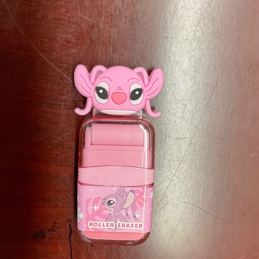 Pink Roller Eraser with Cute Character